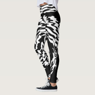 Schwarz-weiße Twist-Leggings für Frauen Leggings