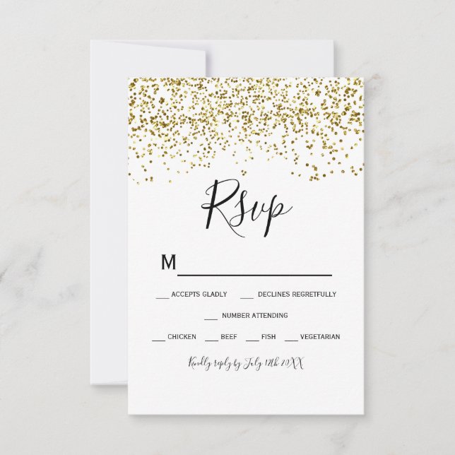 Schwarz-weiße Typografie-uAwg RSVP Karte (Vorderseite)