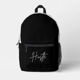 Schwarz-weiße Umhängetasche - Hustle-Zitat-Tasche Bedruckter Rucksack