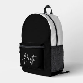 Schwarz-weiße Umhängetasche - Hustle-Zitat-Tasche Bedruckter Rucksack