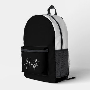 Schwarz-weiße Umhängetasche - Hustle-Zitat-Tasche Bedruckter Rucksack