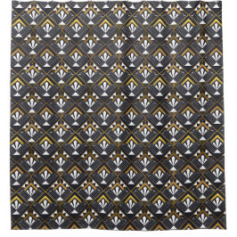 Schwarz-weiße und goldene Art Deco Duschvorhang