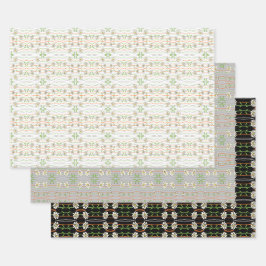 Schwarz-weiße und graue Daisy Floral Gemustert Geschenkpapier Set