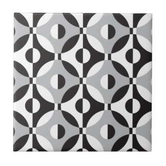 Schwarz-, weiße und Grauegeometrische Kreise Fliese