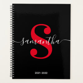 Schwarz-weiße und helle Rot Moderne Monografie Planer
