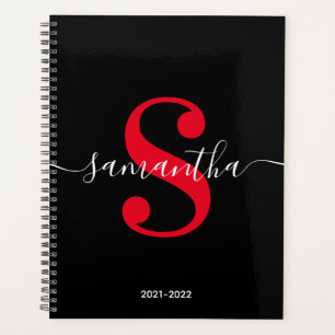 Schwarz-weiße und helle Rot Moderne Monografie Planer