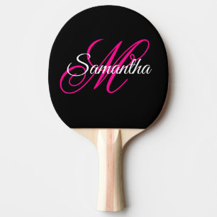 Schwarz-weiße und Hot-Pink-Extravagant-Script-Mono Tischtennis Schläger