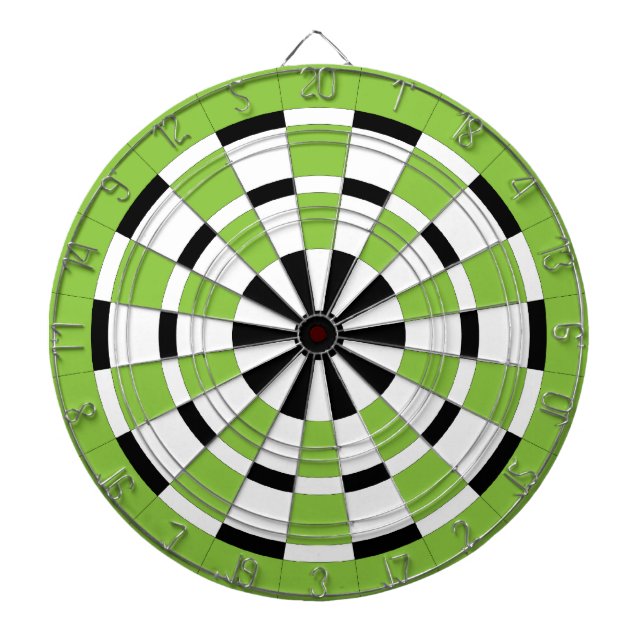 Schwarz-weiße und Limone Dartboard Dartscheibe (vorne)