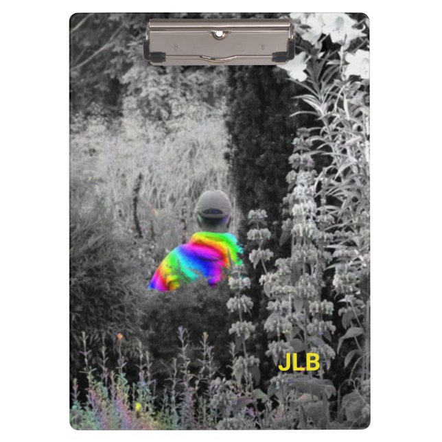 Schwarz-weiße und Regenbogengarten Besucherklammer Klemmbrett (Vorderseite)