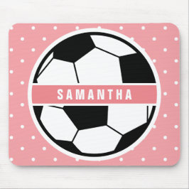 Schwarz-weiße und rosa Girly Sporty-Fußball-Monogr Mousepad