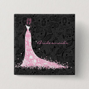 Schwarz-weiße und rosa Hochzeitskleidung und Vinta Button