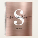 Schwarz-weiße und Rose Gold Moderne Monogram Planer<br><div class="desc">Schwarz-Weiß-Monogramm mit modernster Kalligraphie im trendigen Stil und elegantem, modernen Schriftart. Erhöhen oder verkleinern Sie die für Ihr Monogramm benötigte Größe des Schriftartes. Behalt das Format des Schuljahres oder ändere den Anzug deiner Bedürfnisse. Schwarz, Weiß und Imitate Rose Gold und rosa rot Farbverlauf Ober Folie personalisiert Planer für sie.</div>