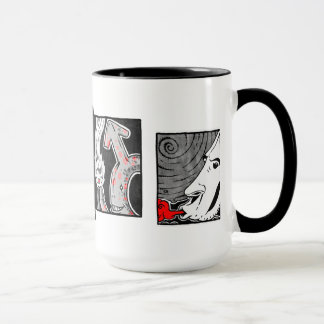 Schwarz-weiße und rote Tasse