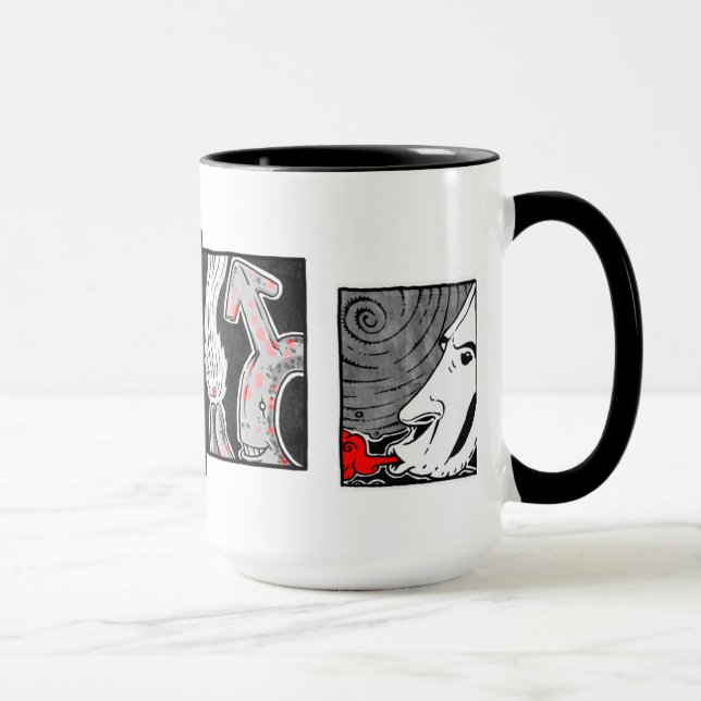 Schwarz-weiße und rote Tasse (Rechts)