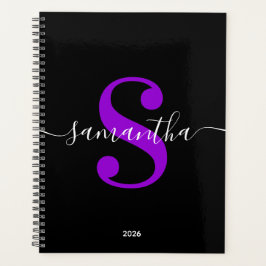 Schwarz-weiße und violette Monogramm im modernen S Planer