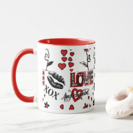 Schwarz-weiße Valentinstag-Tasse Tasse
