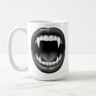 Schwarz Weiße Vampirzähne Gothic Halloween Kaffeetasse