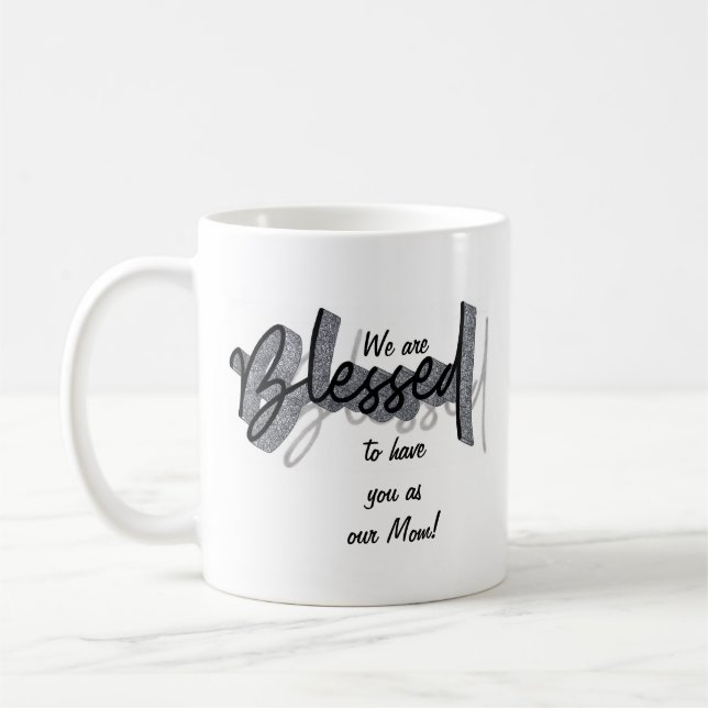 Schwarz-weiße Verse der gesegneten Mutter Kaffeetasse (Links)