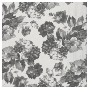 Schwarz-weiße Vintage boho Chic-Rosen mit Blumen Stoff