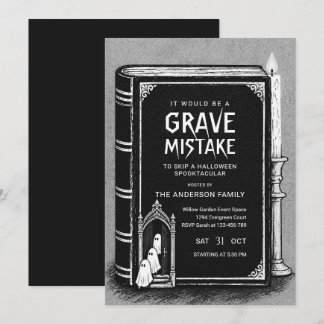Schwarz-weiße Vintage-Halloween-Einladung Einladung