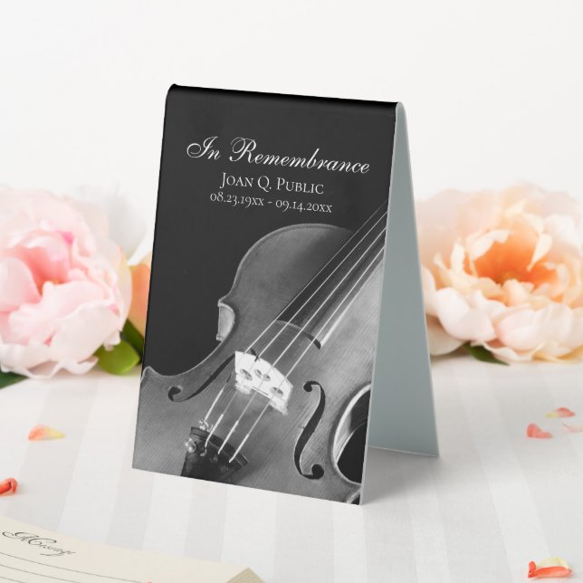 Schwarz-weiße Violinmusikfeier Tischaufsteller (In Situ (Hochzeit))