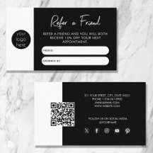 Schwarz-weiße Visitenkarte für einen Freund