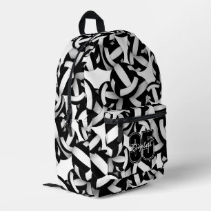Schwarz-weiße Volleyballmannschaftsfarben mit Jers Bedruckter Rucksack