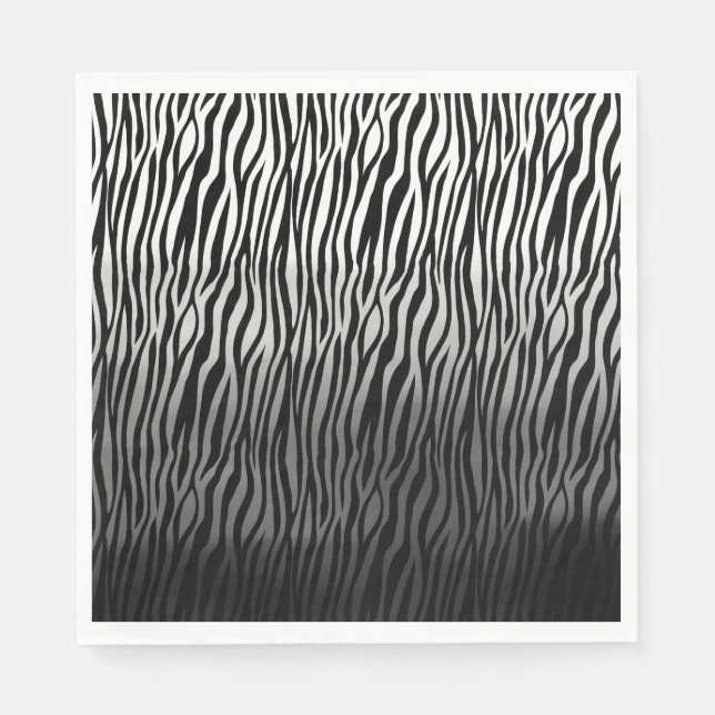 Schwarz-weiße Wasserfarbe Ombre Zebra Print Serviette (Vorderseite)