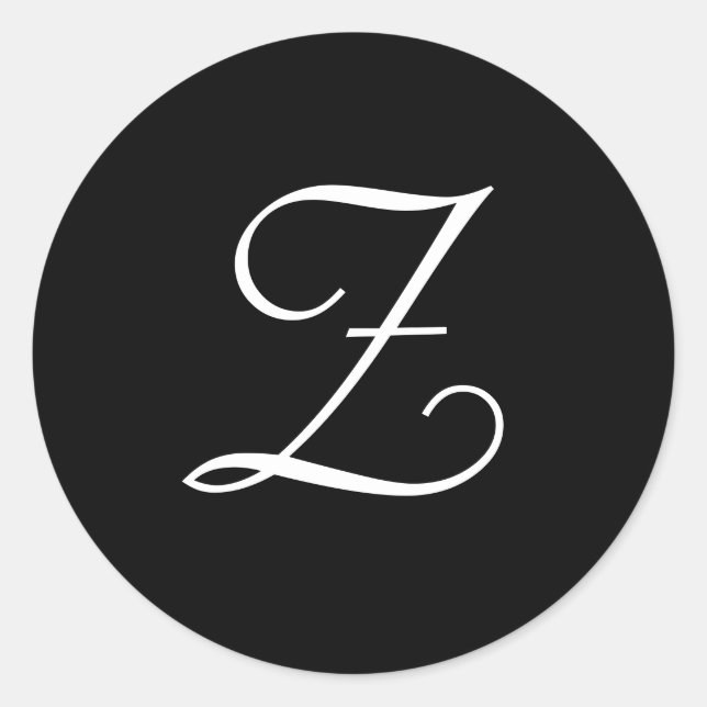 Schwarz-weiße Wedding Z Monogram Stickers (Vorderseite)