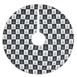 Schwarz-weiße Weihnachten Polyester Weihnachtsbaumdecke