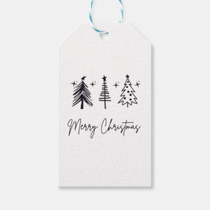 Schwarz-Weiße-Weihnachtsbaum-Feiertagskarte Geschenkanhänger