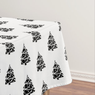 Schwarz-Weiße Weihnachtsbäume Tischdecke