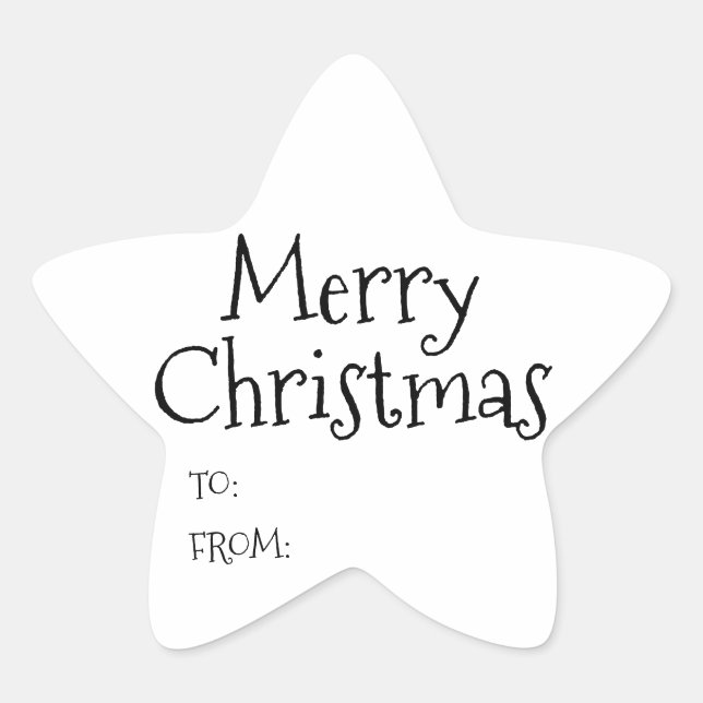 Schwarz-weiße Weihnachtsleerto von niedlich Stern-Aufkleber (Vorderseite)