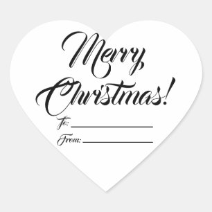 Schwarz-weiße Weihnachtszeit von leerer Schrift Herz-Aufkleber