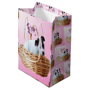 Schwarz-weiße Welpe Staffordshire, Geschenktasche Mittlere Geschenktüte