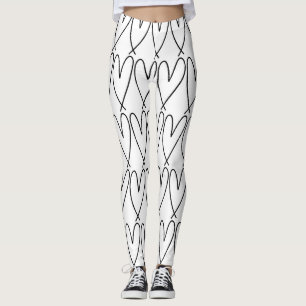 Schwarz-Weiße Whimsical Süße Herzen Leggings
