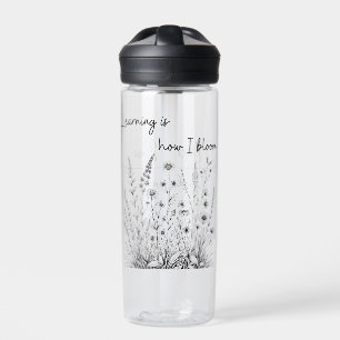 Schwarz-weiße Wildblumen-Lern-Trinkflasche Trinkflasche