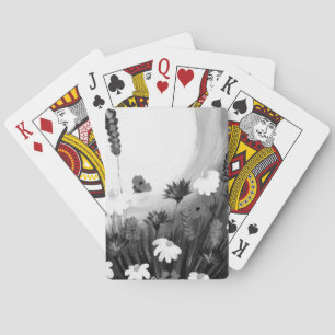 Schwarz-weiße Wildblumen Spielkarten
