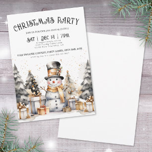 Schwarz Weiße Winter Weihnachts Party Einladung
