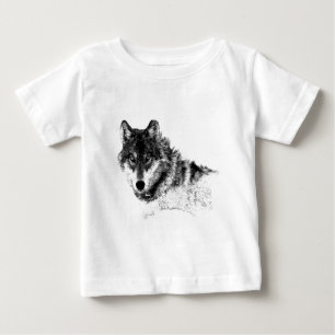 Schwarz-weiße Wolf-Augen Baby T-shirt