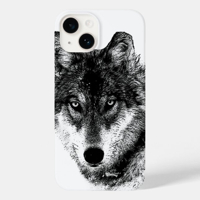 Schwarz-weiße Wolf-Augen Case-Mate iPhone Hülle (Rückseite)