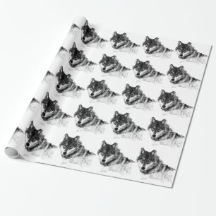 Schwarz-weiße Wolf-Augen Geschenkpapier