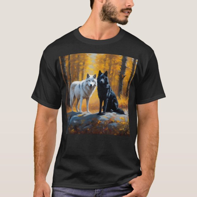 Schwarz-weiße Wölfe T-Shirt (Vorderseite)