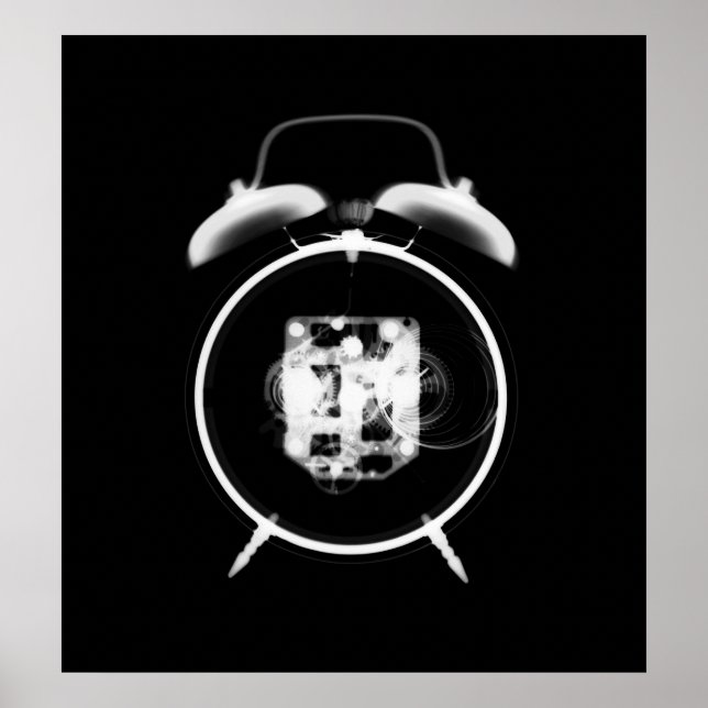 Schwarz-weiße X-Ray-Uhr Poster (Vorne)