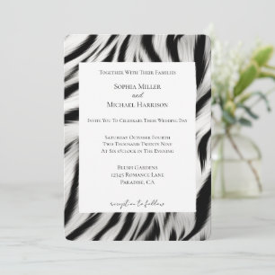 Schwarz-weiße Zebra-Hochzeit Einladung