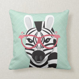 Schwarz-weiße Zebra mit rosa Flamingo-Sonnenbrille Kissen