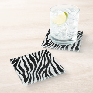 Schwarz-weiße Zebra Print Glasuntersetzer