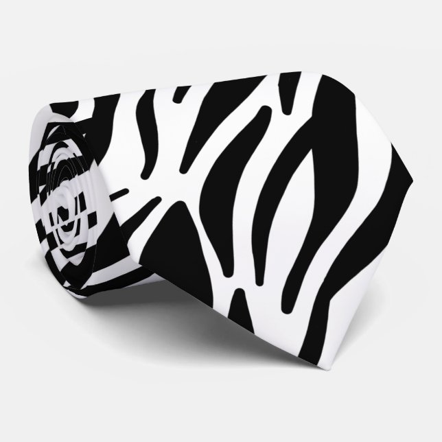 Schwarz-weiße Zebra Streifen Elegante Muster Cool Krawatte (Gerollt)