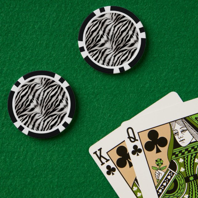 Schwarz-weiße Zebra-Tierausdruck Pokerchips (Pokertisch (doppelt))