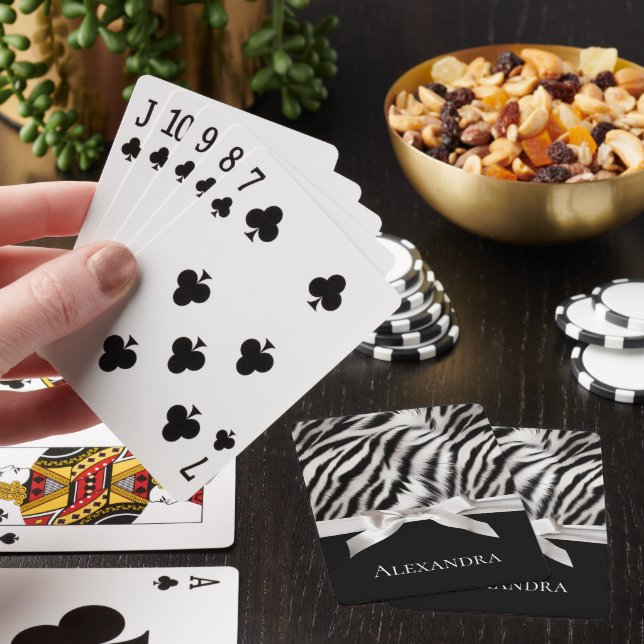 Schwarz-weiße Zebra-Tierausdruck Spielkarten (In Situ)